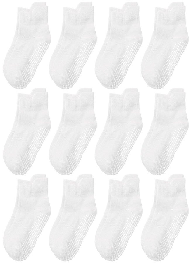 Tphon Non Slip Toddler Socks 12 Pairs Infant Baby Kids Grip Socks for Boy Girls Anti Skid Ankle Sock for 6-12 month baby - Image 1